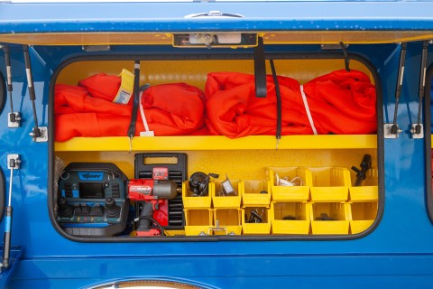 toolbox with raptor remote and straps on a century m100 rotator
